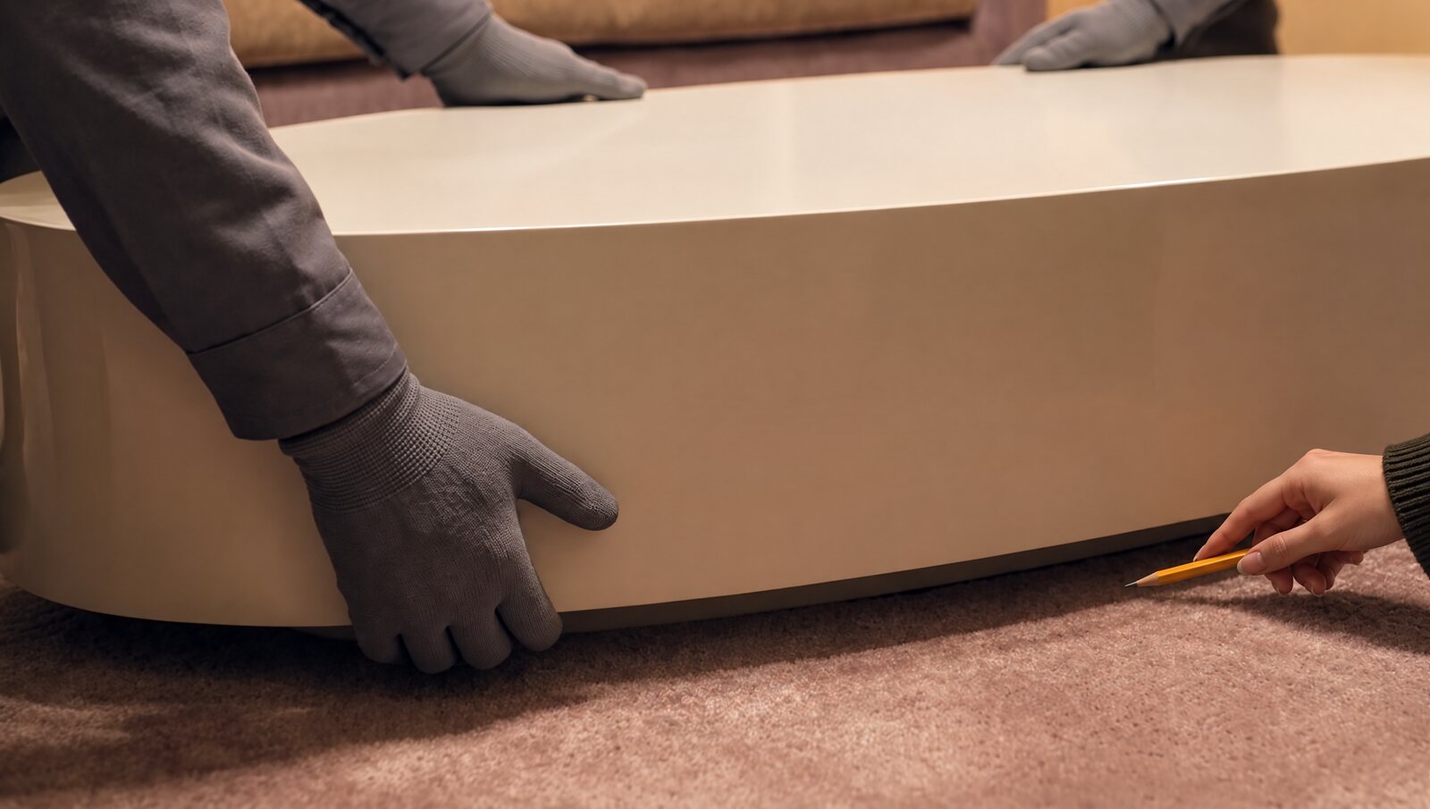 Execution: the table eased onto its line